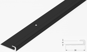 Sockelabschlussprofil 5mm, Alu schwarz matt gebohrt, 270cm