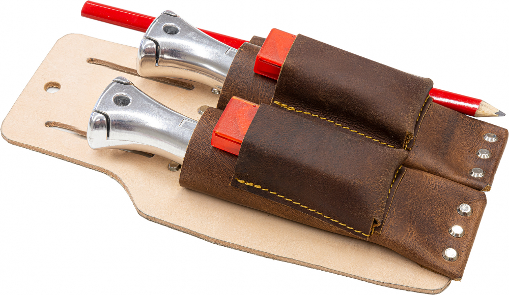 Messerhalter aus Leder für den Profi für 2 Verlegemesser geeignet