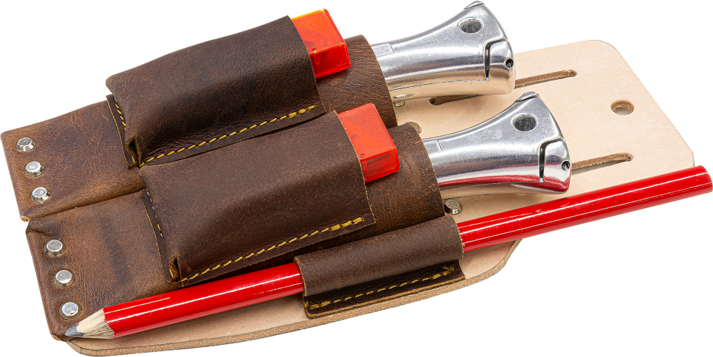 Messerhalter aus Leder für den Profi für 2 Verlegemesser geeignet